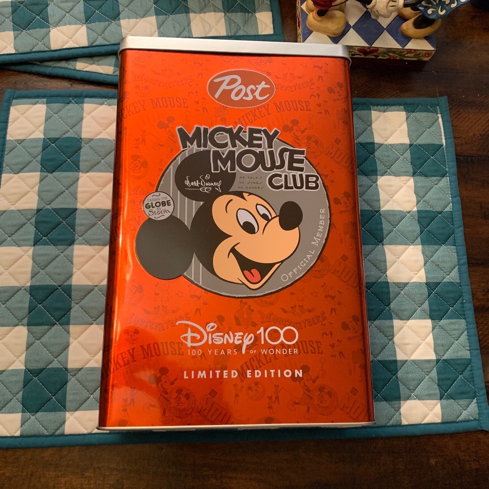 Limited Edition DISNEY 100 COLLECTORS TIN - Mickey Mouse Club Post Cereal 🐭🍿